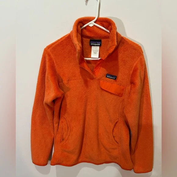 Patagonia Women’s Quarter Zip Orange Fleece Pullover M - Picture 2 of 5
